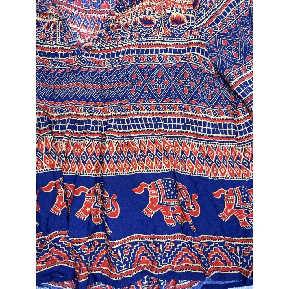 Vanessa Virginia for Anthropologie Women’s Smocked Top Size 2 Boho Elephants - Picture 3 of 7